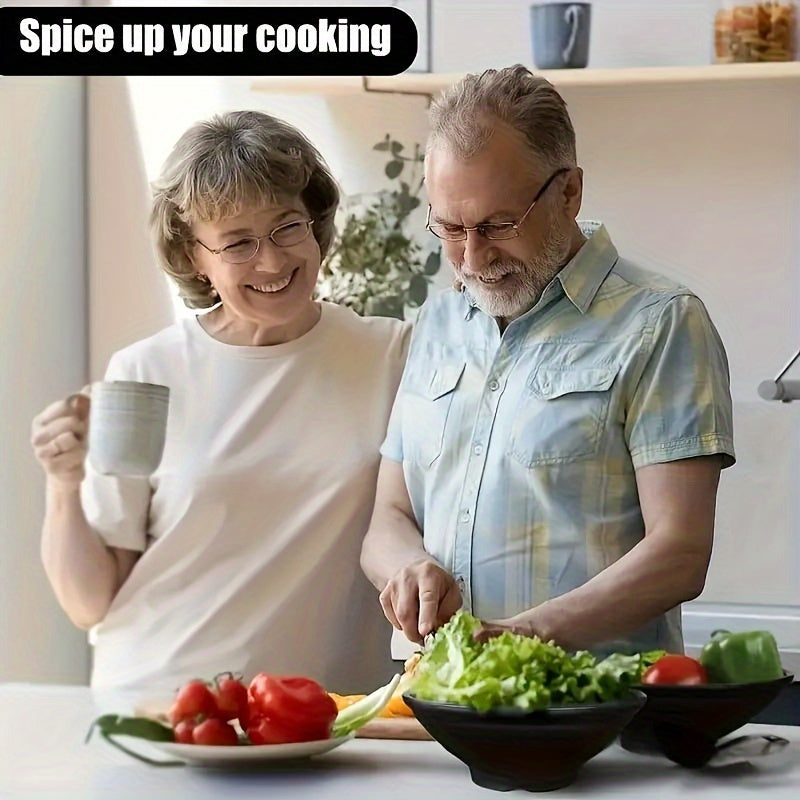 Set of 2 Black Polypropylene Ramen Bowls Microwave Safe Dishwasher Safe with Spoons