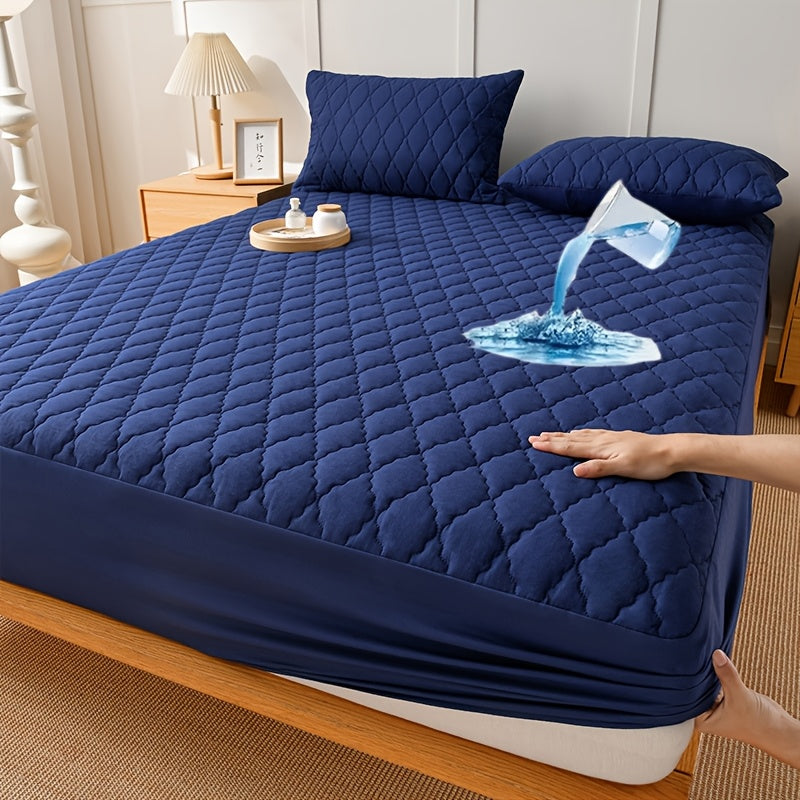Waterproof Quilted Mattress Protector Single Double Hypoallergenic Polyester Easy to Clean