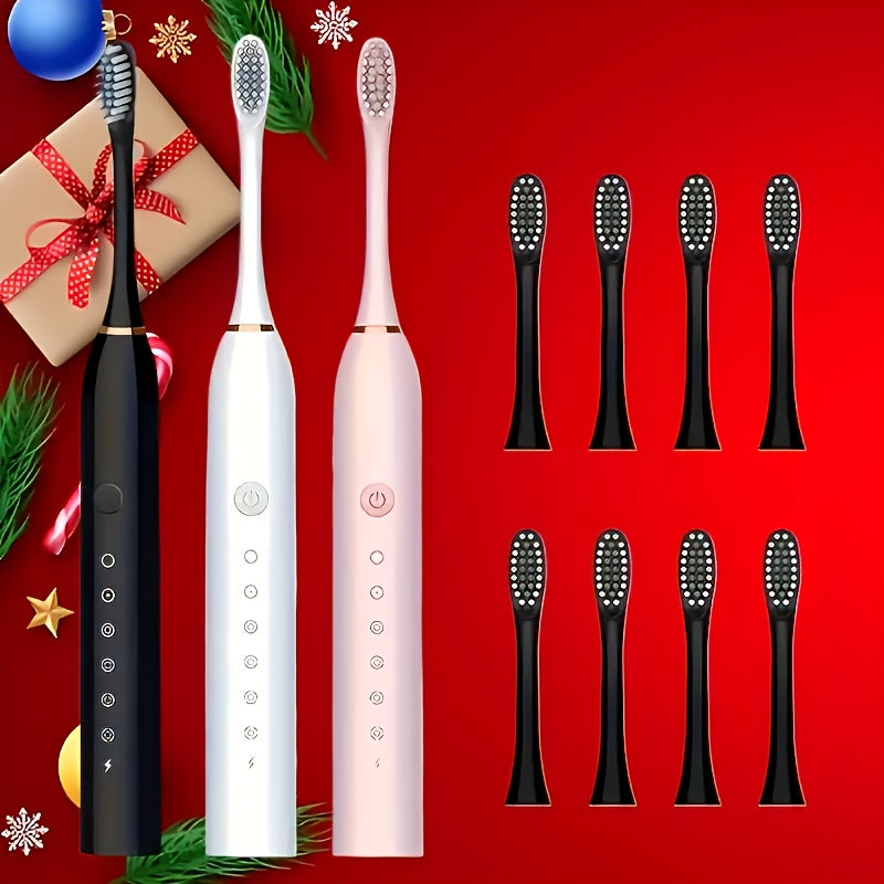 Pack de 8 cepillos de dientes eléctricos Sonic para adultos con 6 modos, cabezales de repuesto