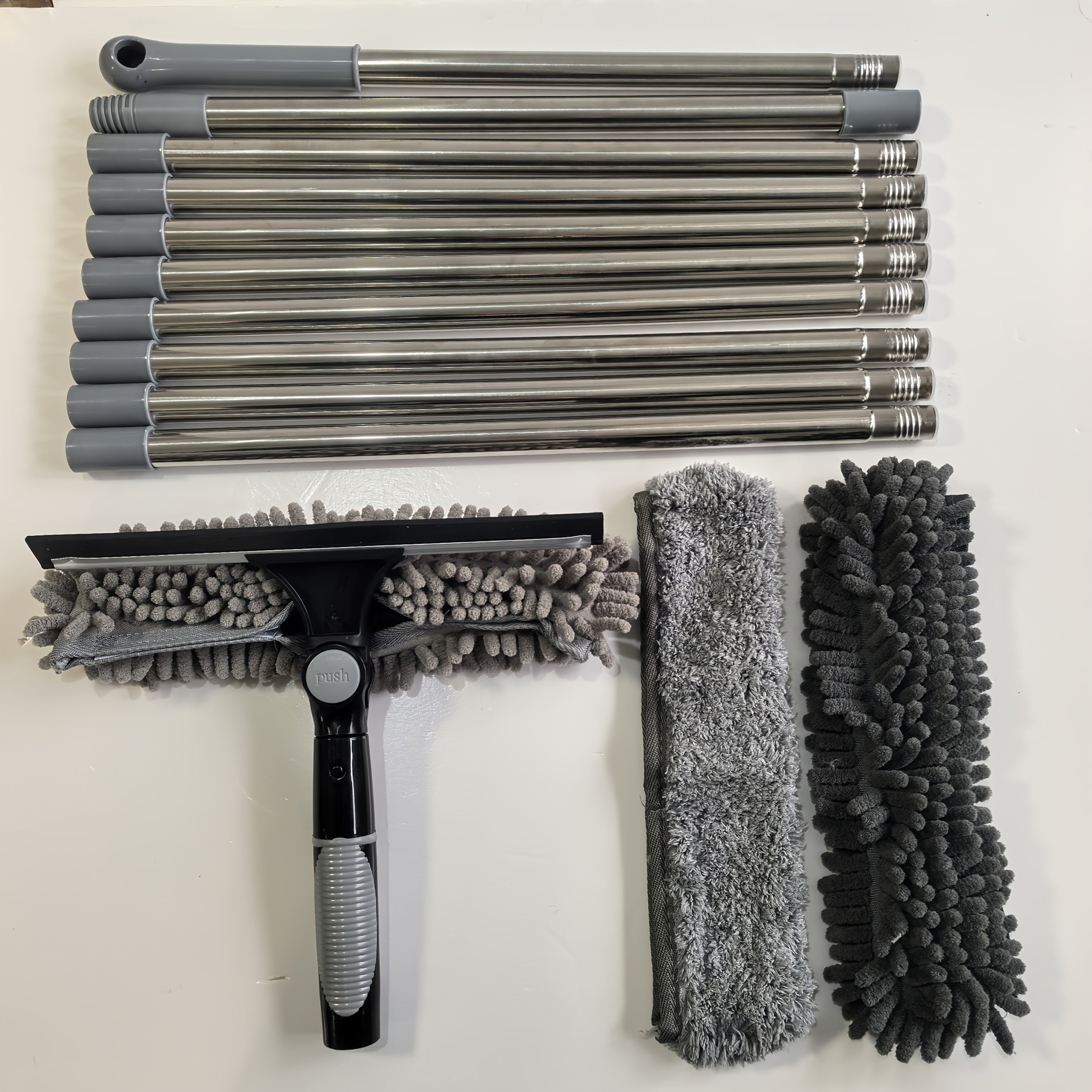 "Ikki tomonlama qirqish va hammom tozalash vositasi bilan yuqori qavatli shisha tozalash to'plami - zanglamaydigan po'lat va plastikdan tayyorlangan, yotoqxona, yashash xonasi va hammomda foydalanish uchun mukammal"