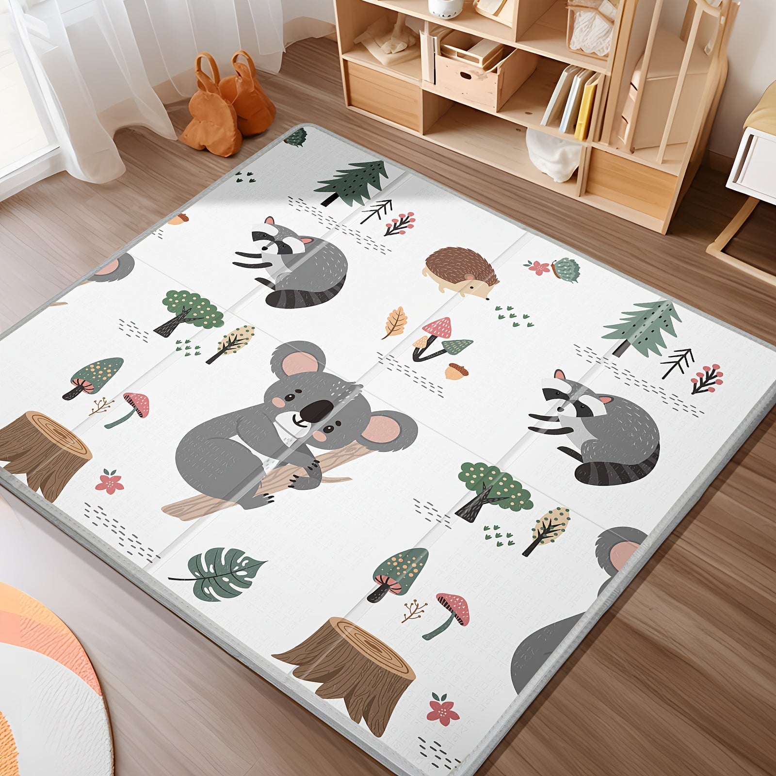 Alfombra de juego plegable para niños 127x127 cm de espuma PE con doble cara, patrón de koala y estrella