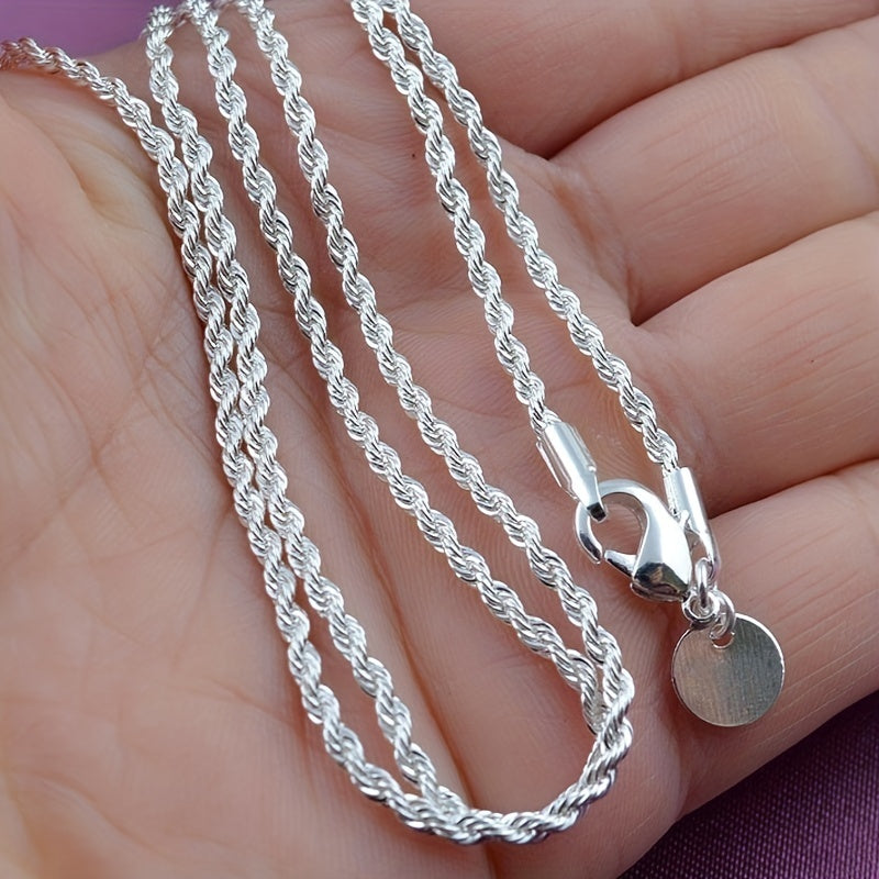 Women's Silver Twist Rope Chain Necklace 8 Inches Jewelry Gift