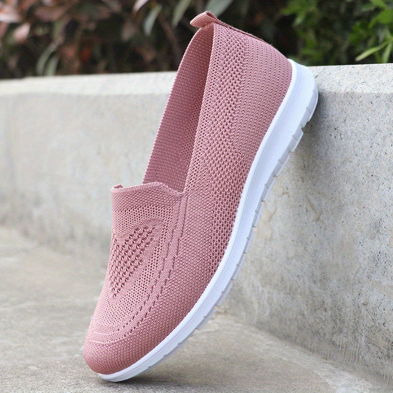 Women's Summer Slip-On Sneakers Breathable Fabric Flat Shoes in Solid Color
