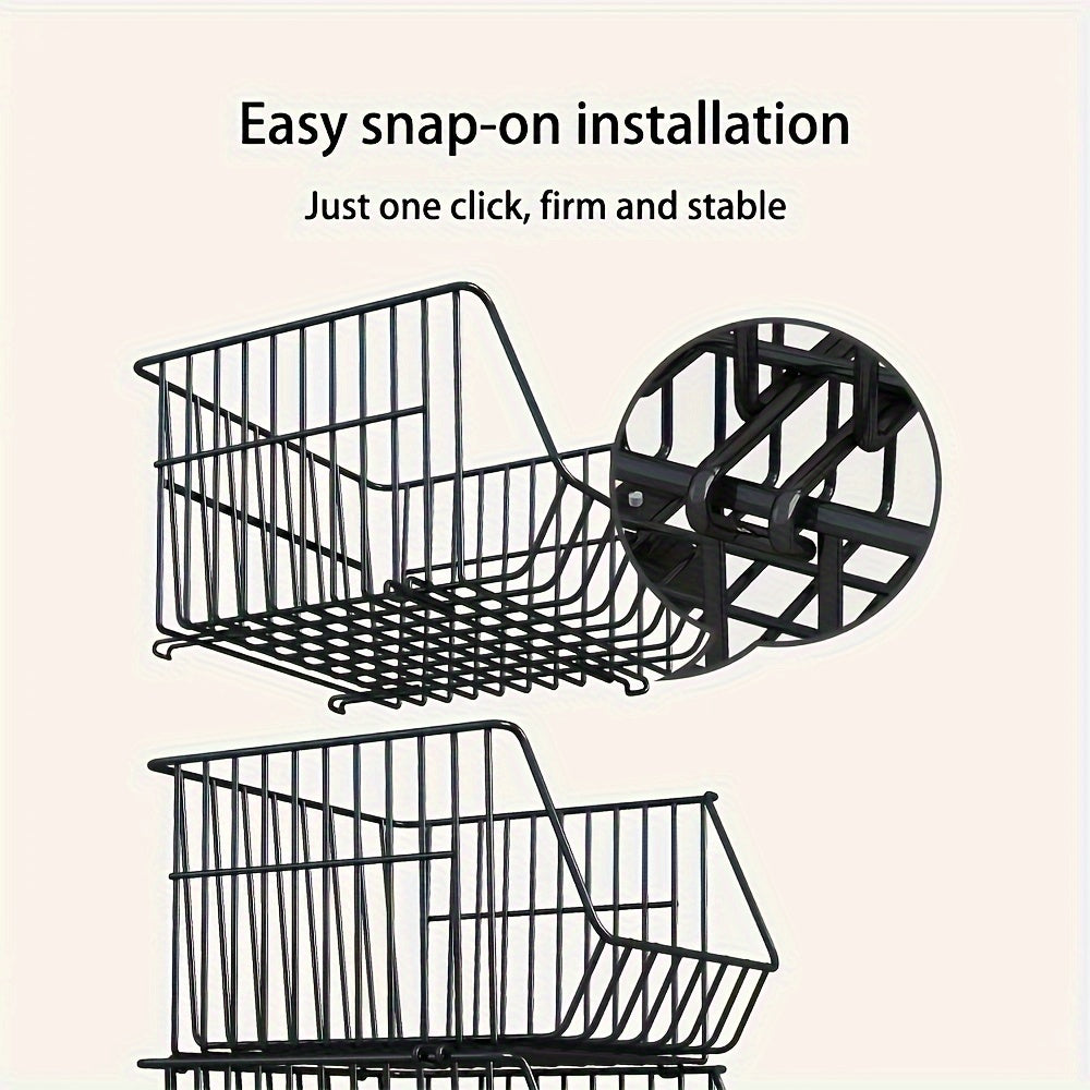Metal Storage Cart with Wheels Multi-Tier Organizer for Condiments Toiletries Snacks and Fruits