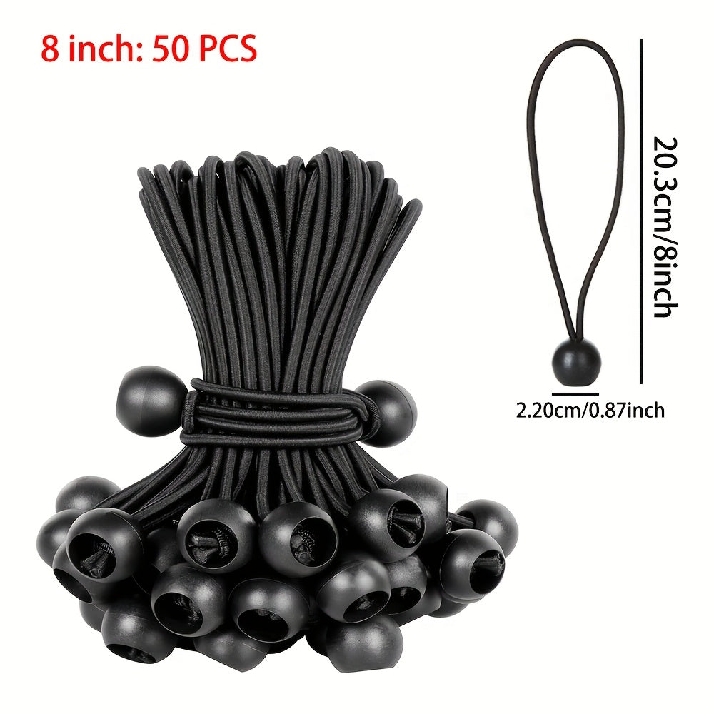Paquete de 20/50 cordones elásticos de alta resistencia de 15.24cm, amarillos, para asegurar lonas, camping