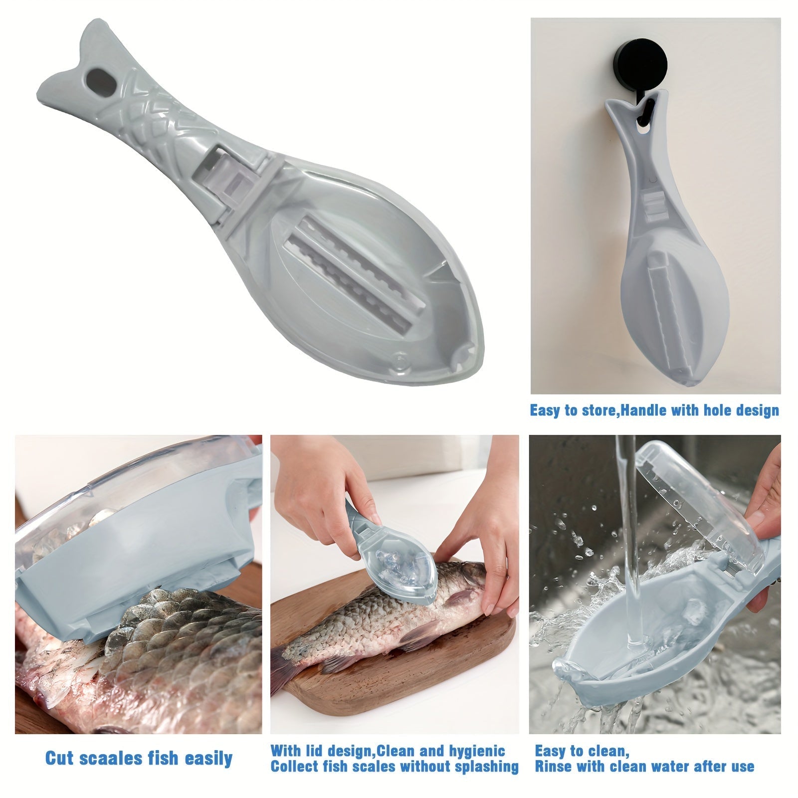 Set of 5 Metal Fish Scalers for Kitchen and Restaurant Use