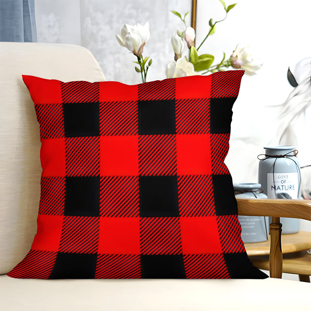 Zippered Plush Buffalo Plaid Pillow Covers Set of 4 Machine Washable Home Decor