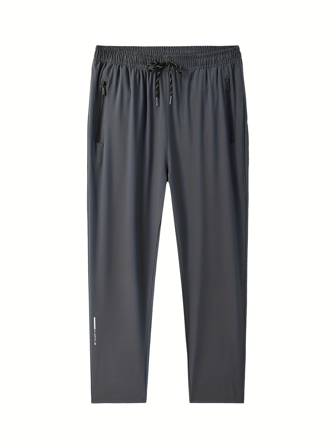 Men's Loose Fit Polyester Athletic Pants Breathable Quick-Drying Zipper Pattern for Running and Fitness