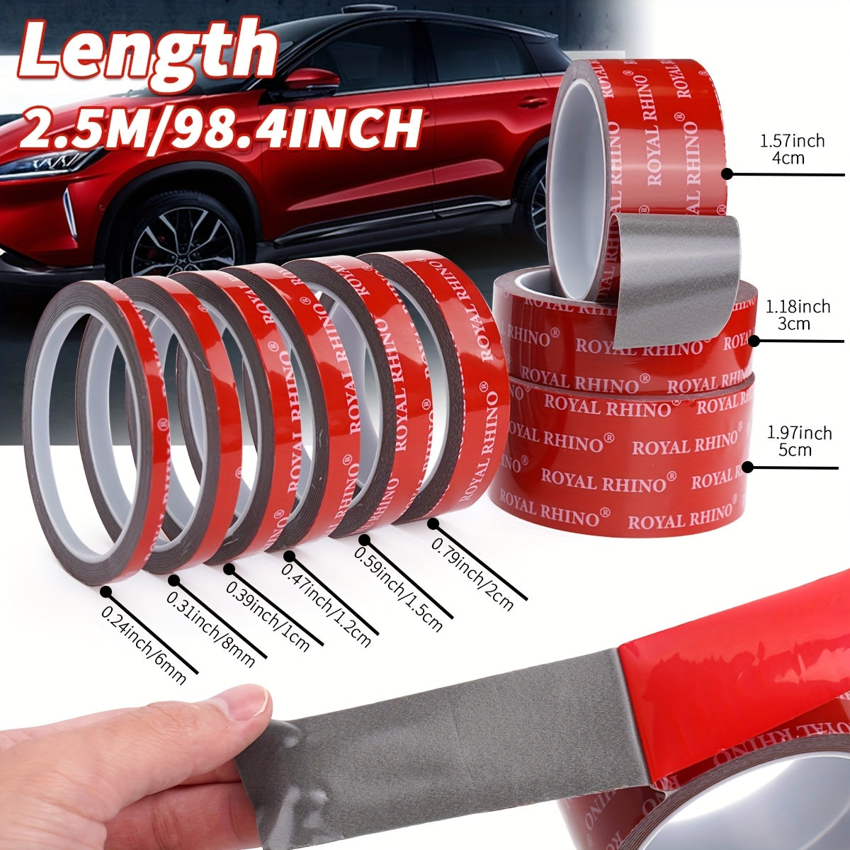 Heavy Duty Double-Sided Acrylic Mounting Tape for Home Car Exterior 6-50m