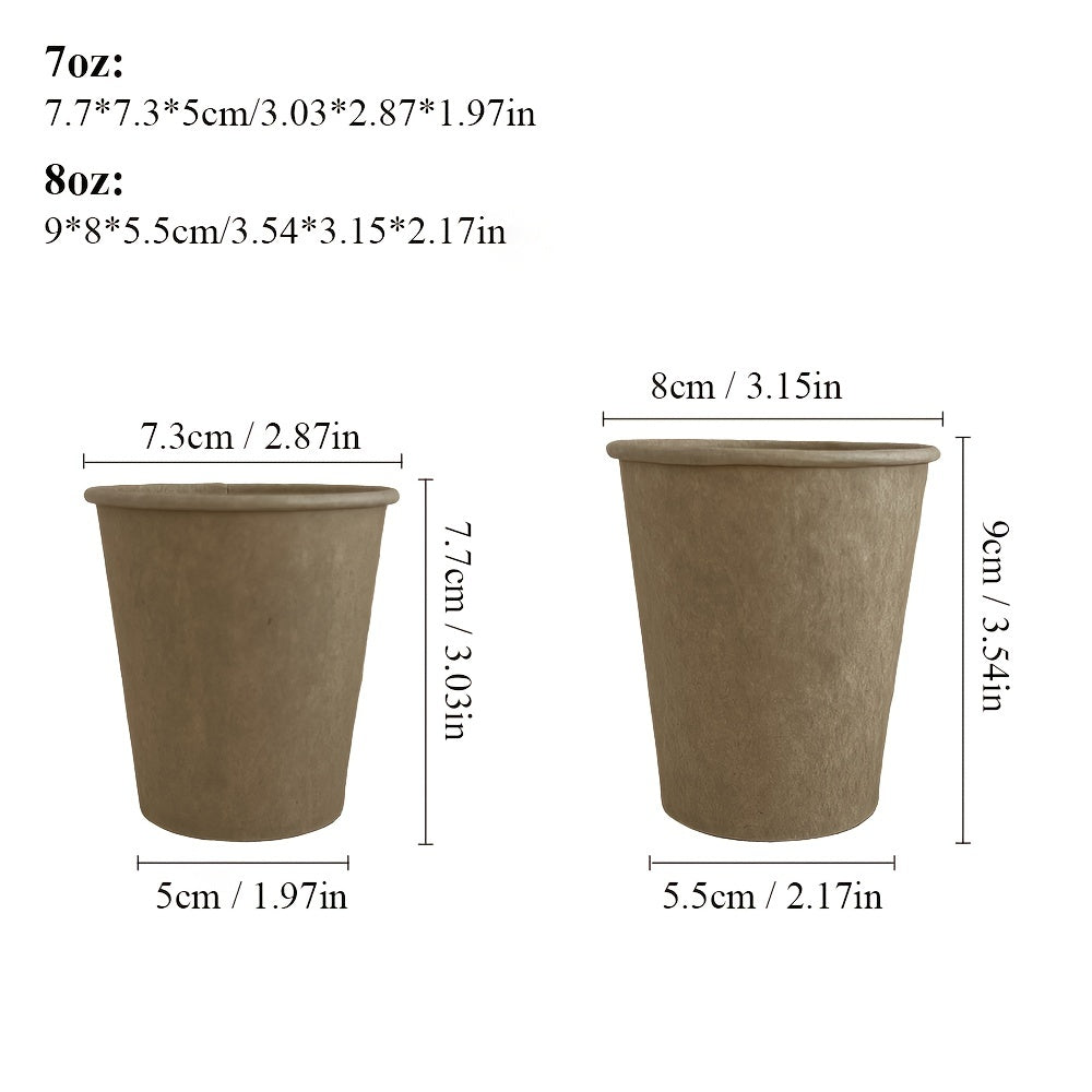 Pack of 50 Thickened Disposable Kraft Paper Cups 7/8 Oz for Coffee and Beverages
