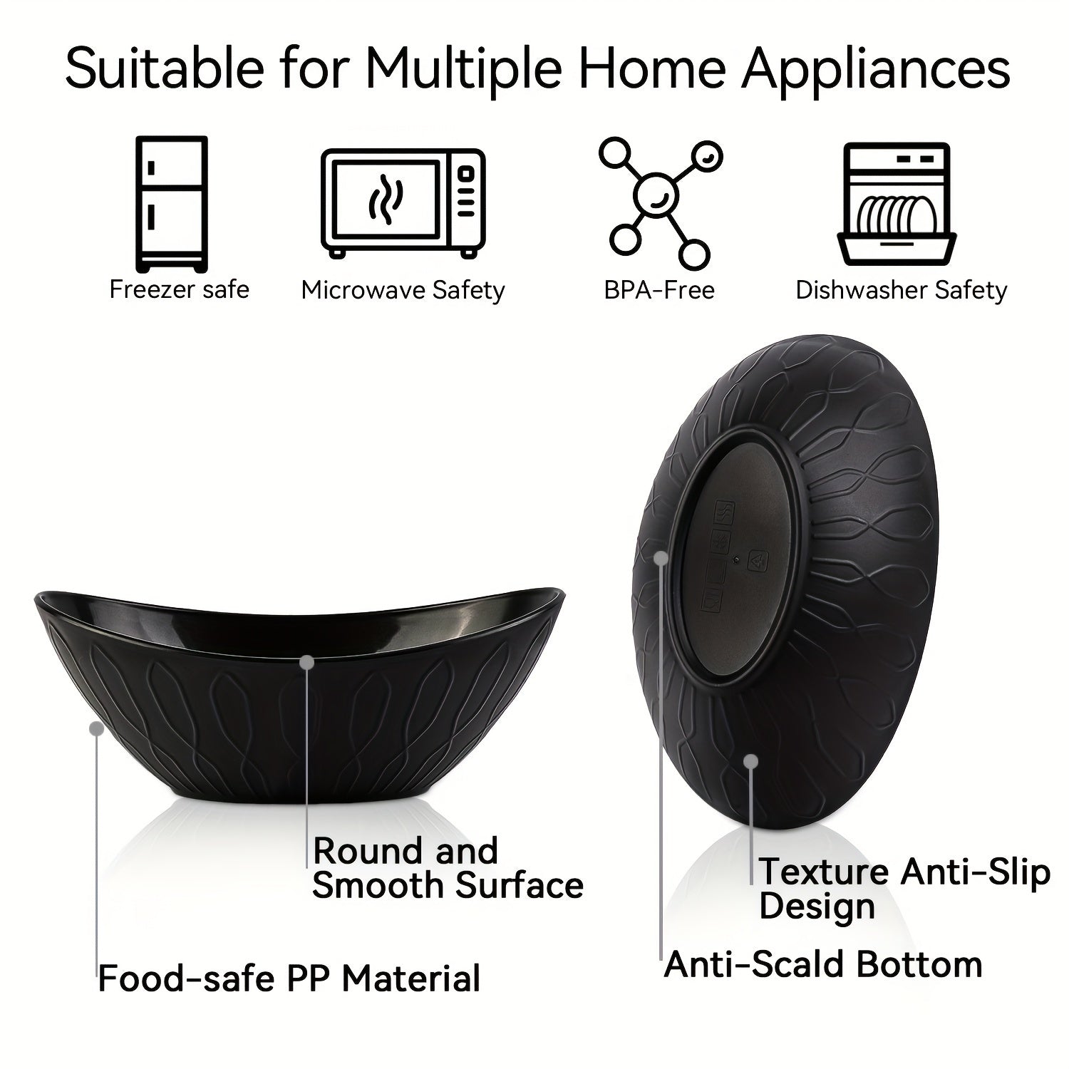 Unbreakable Yuanbao-Shaped Bowls Set for Oatmeal Salads and Pasta Kitchen Dining