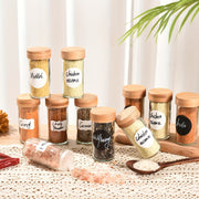 Set of 6 12 24 or 30 100ml Glass Spice Jars with Bamboo and Shaker Lids