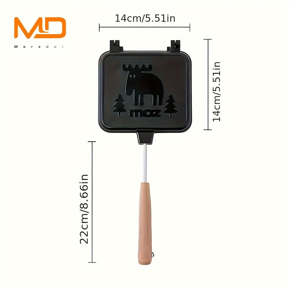 Elk Embossed Non-Stick Double-Sided Grill Baking Pan with Removable Handle