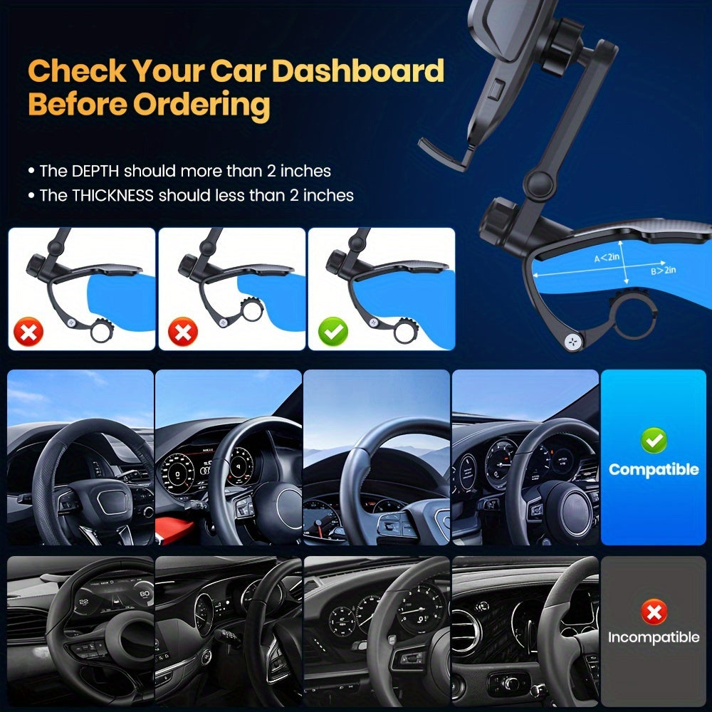 Universal Car Phone Mount ABS Anti-Slip Dashboard Holder 360° Adjustable