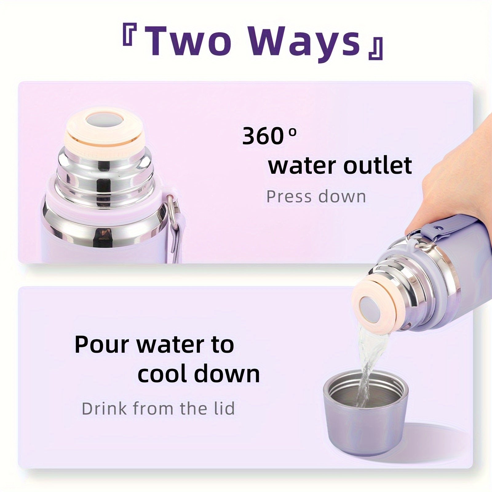 Taza de viaje de acero inoxidable de 600ml para bebidas calientes y frías, deportes al aire libre