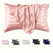 Striped Satin Pillowcase with Envelope Closure, Easy to Clean, Bedroom Decor