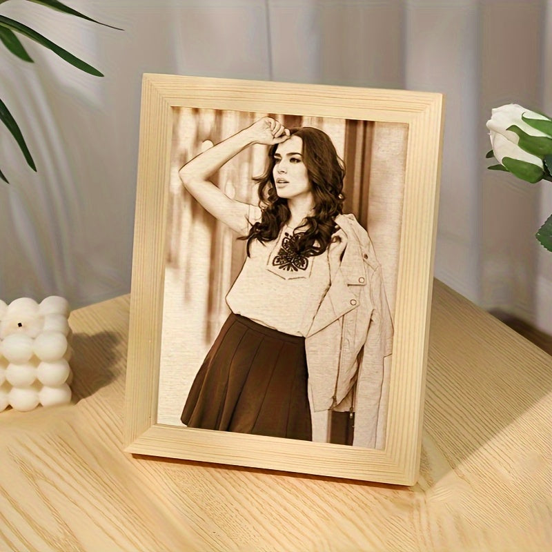 Персонализированная деревянная рамка для фотографий - индивидуально гравированный подарок для пар, юбилеев, свадеб и Дня святого Валентина - домашний декор для возрастной группы 14 лет и старше - одна рамка
