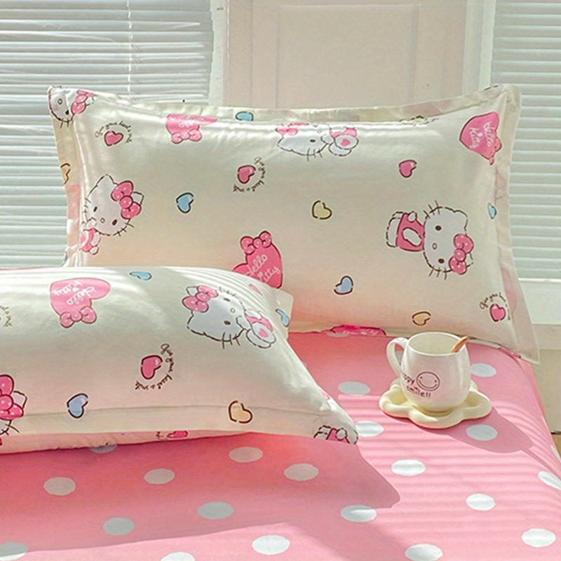 Pink Hello Kitty Pillowcase 100% Soft Breathable Fabric Envelope Closure