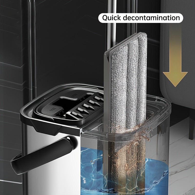 Nayzali po'latdan yasalgan qopqoq va chelak to'plami, 3 ta mop pad bilan, qo'l bilan ishlatilmaydigan plita mop, chelak bilan chang olish mop, ho'l va quruq tozalash, plitka, marmar, yog'och pol tozalash mop, to'liq tozalash materiallari va asboblari