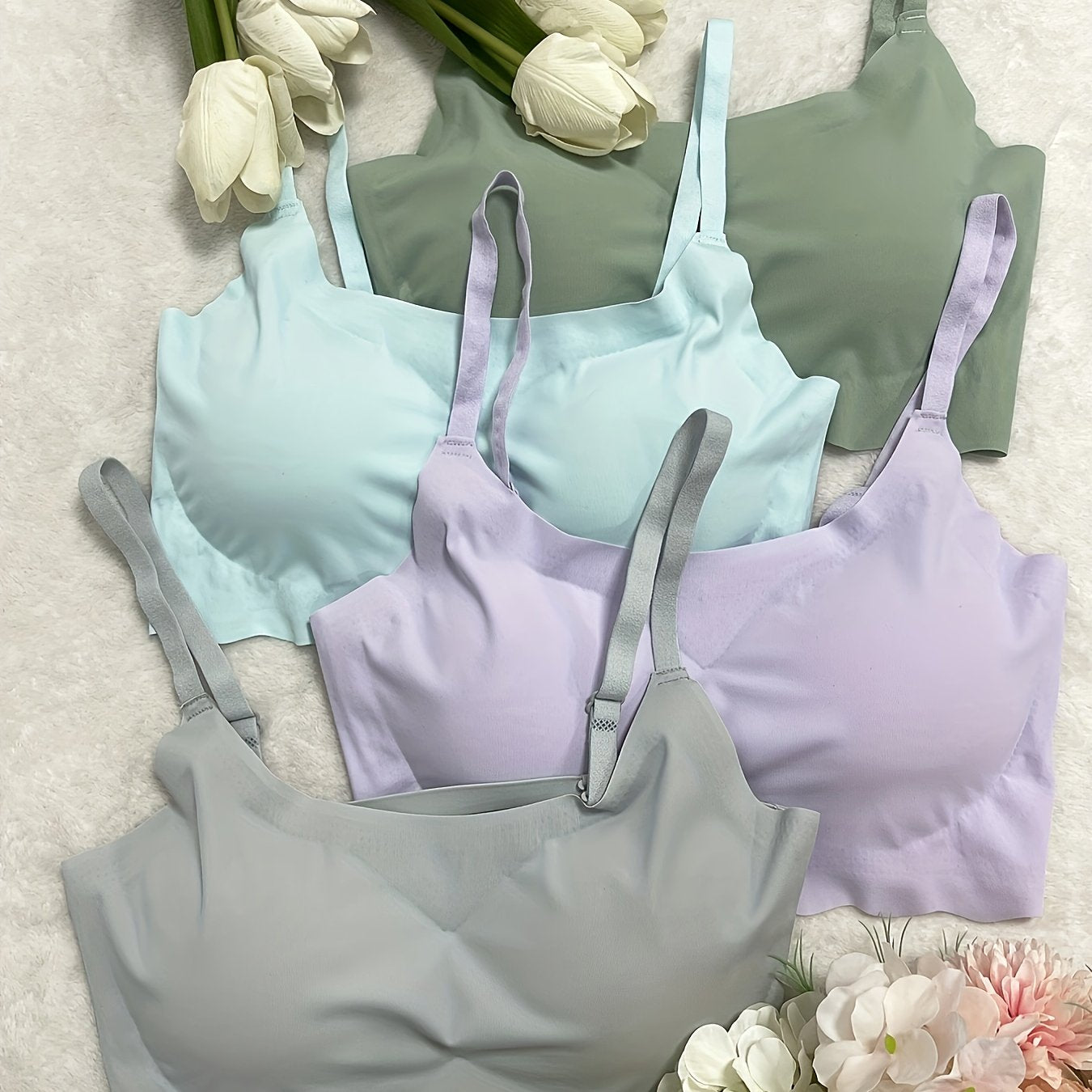Women's Wireless Bralette with Adjustable Straps Seamless Comfort Pack of 4