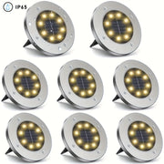 Pack of 4/8/12 Solar Outdoor Ground Lights with 8 LED Pathway Garden Yard Lighting