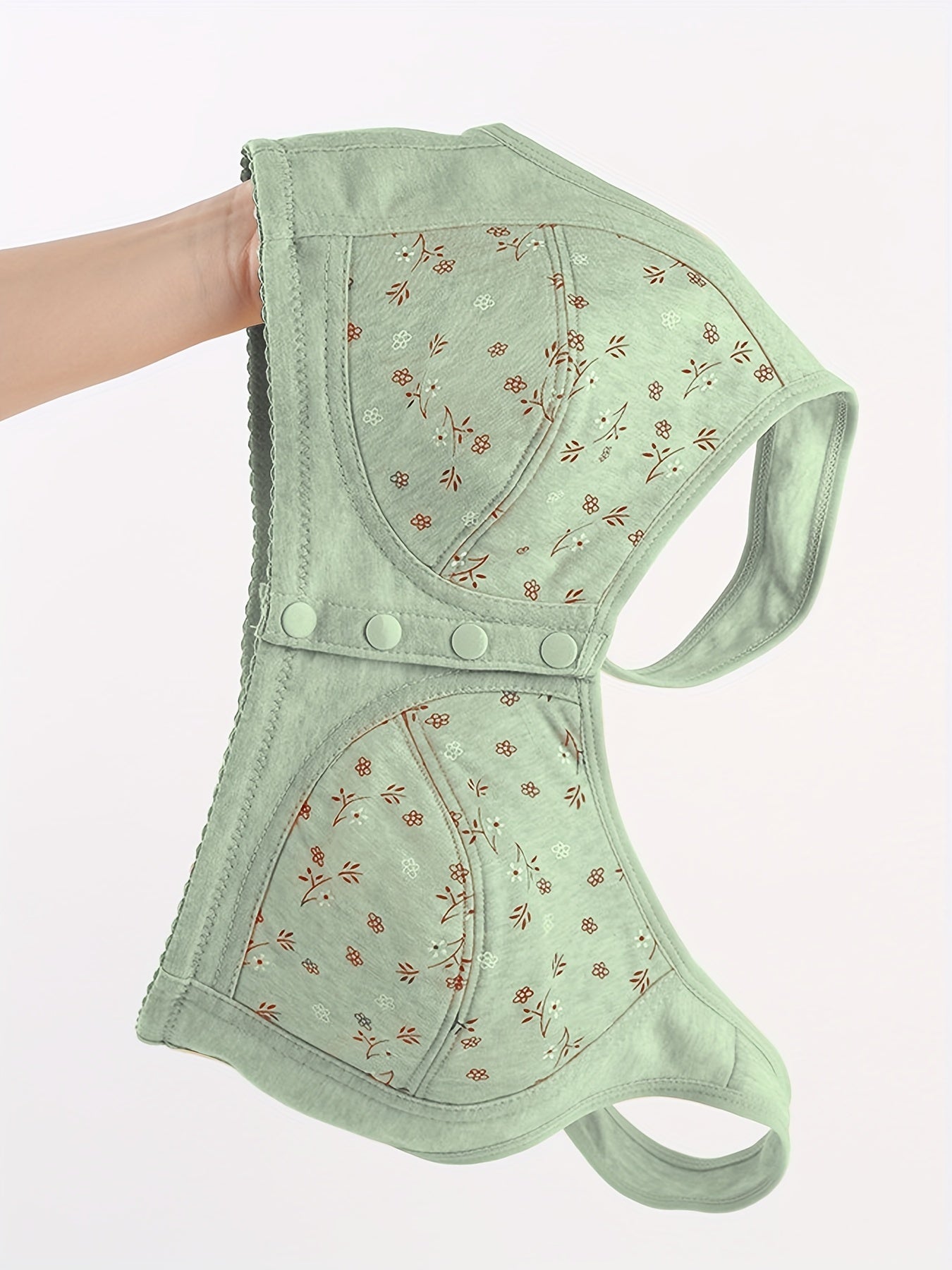 7-Pack Women's Solid Color Wireless Bralettes with Front Buckle Soft Knit Fabric No Padding