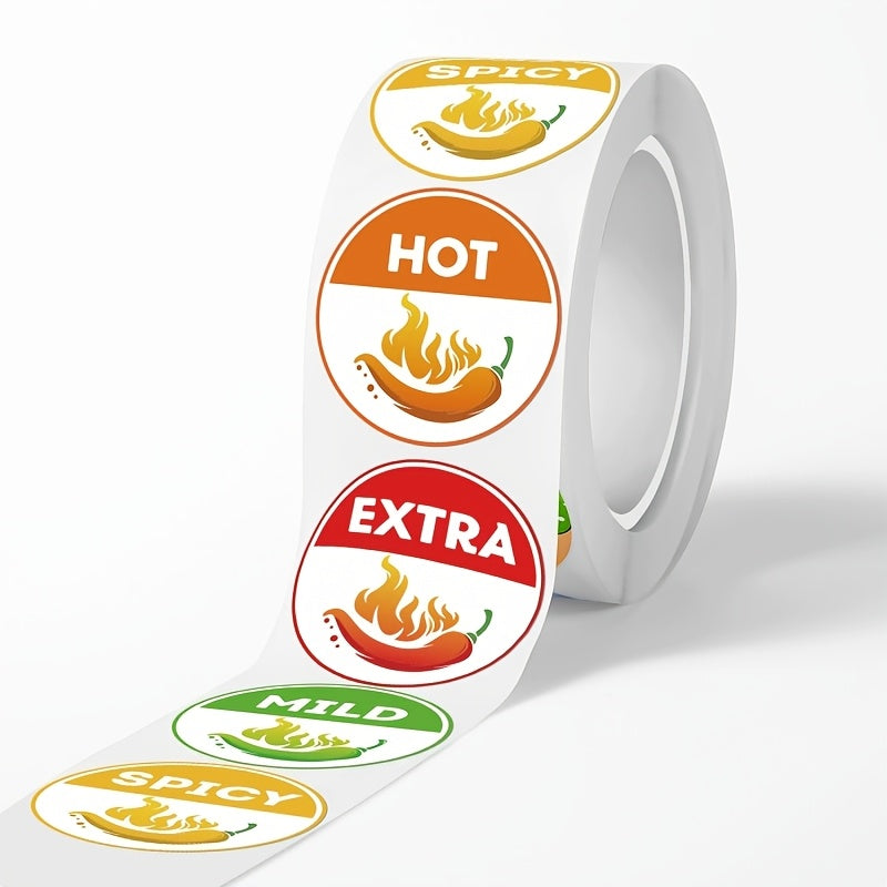 Pack of 500 Red Chili Food Warning Stickers with 4 Levels Spicy Food Labels