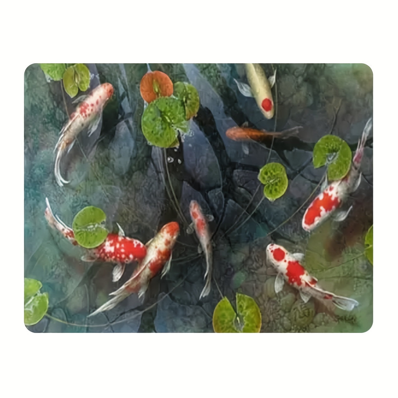 Koi Fish Pond Design Area Rug Non-Slip Washable Polyester Flannel 1cm Thick