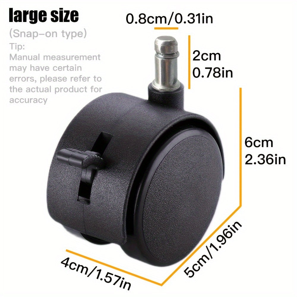 2 yoki 4 dona qora naylon ofis va o'yin kreslolarining oyoq rulolari, qulflash tormoz bilan