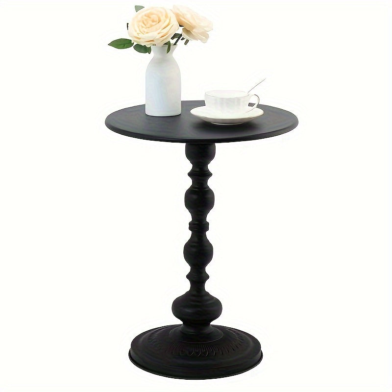 Black Metal Side Table Small Coffee Bedside Furniture for Living Room Outdoor