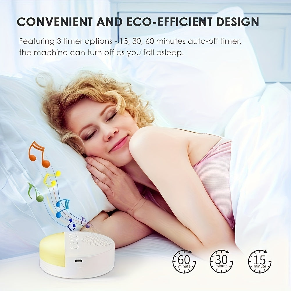 Portable White Noise Sleep Machine with 9 Soothing Sounds and USB Charging