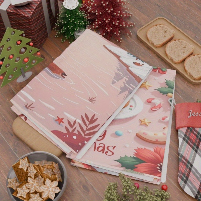 2 Pieces Kitchen Tea Towels 18x26 Inches Christmas Snowflake Winter Decor