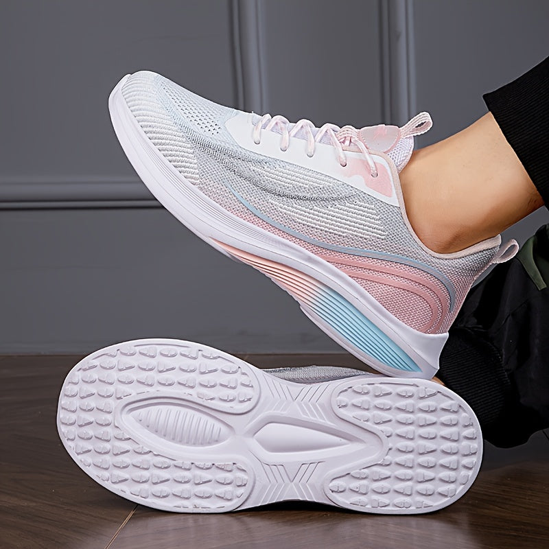 Women's Colorblock Casual Sneakers Breathable Fabric Lightweight Running Shoes