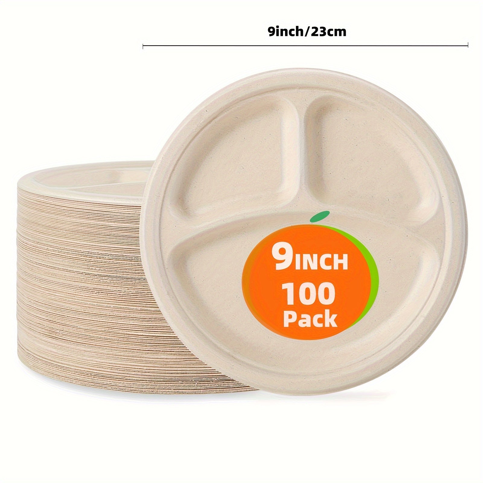 Bir martalik qog'oz plitalar 10 9 7 dyuym, 50 ta, 100 ta, partiyalar va pikniklar uchun paket