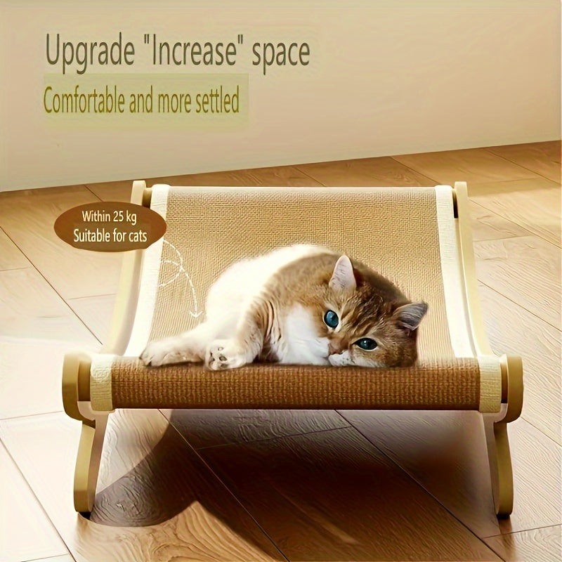 Assembled Sisal Cat Scratching Lounge with Wooden Frame for Claw Health and Relaxation