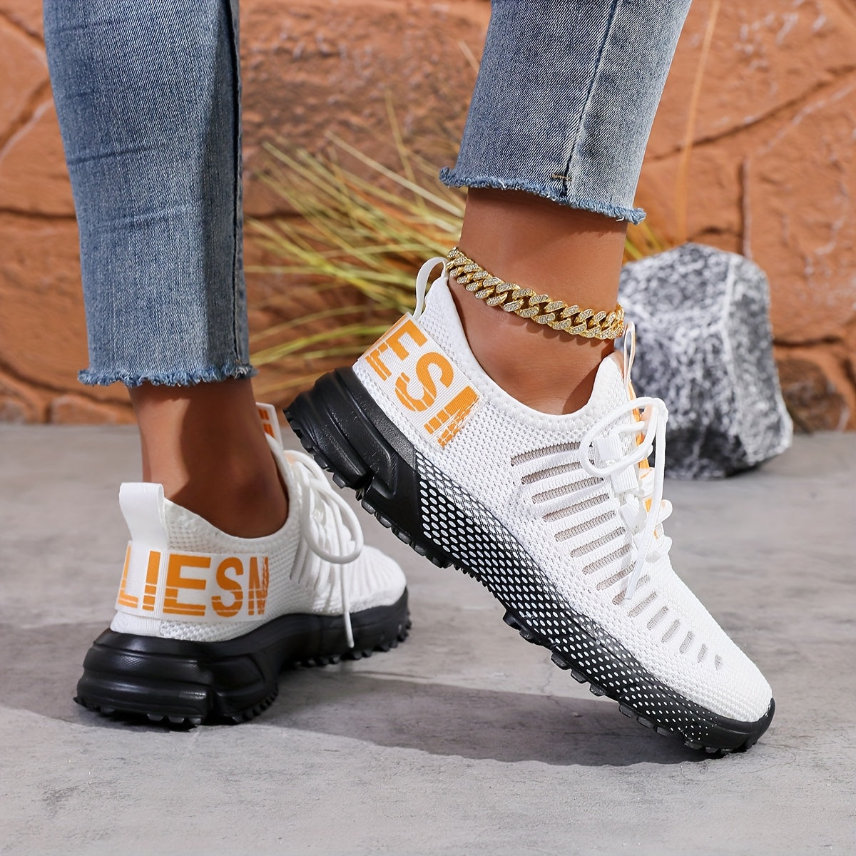 Plus-Size Women's Casual Sneakers Breathable Elastic Soles Running Hiking