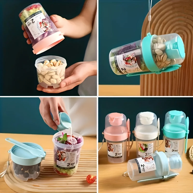 Portable Breakfast Salad Cup with Fork Leakproof Plastic Container for Fruit Vegetables Yogurt