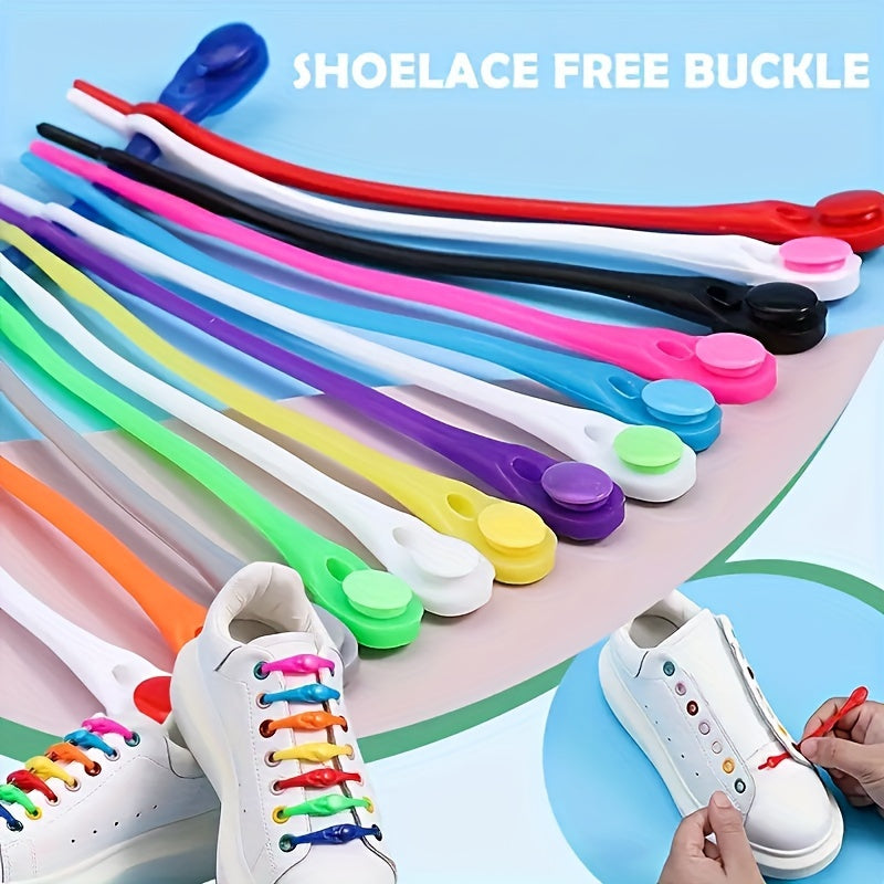 24pcs Colorful Elastic Silicone No-Tie Shoelaces for Sneakers