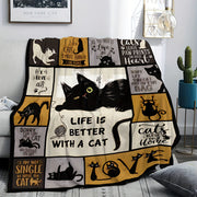Cat Lovers Throw Blanket Flannel Cozy Digital Print Hypoallergenic All-Season Sofa Napping