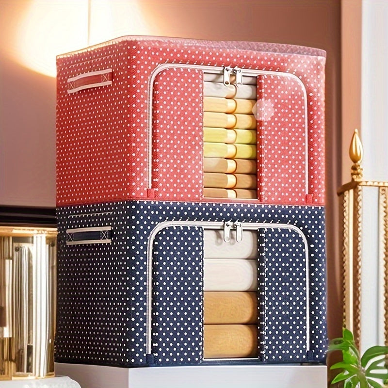 Caja de almacenamiento con estructura de acero plegable y tela Oxford, organizador bajo la cama para ropa y quilts