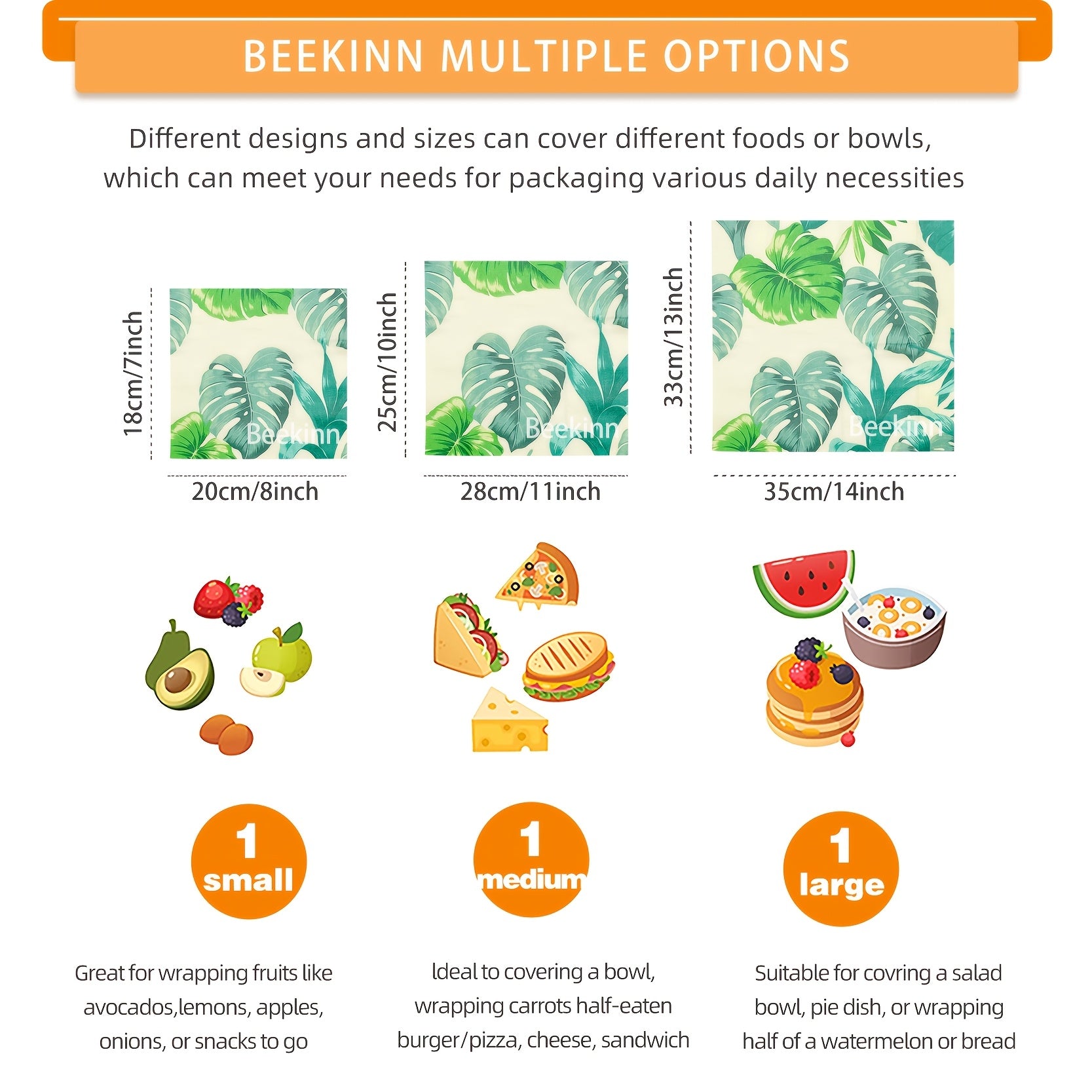 Envolturas reutilizables de cera de abeja de 3 piezas con patrón de curvas abstractas para almacenamiento de alimentos sin desperdicio