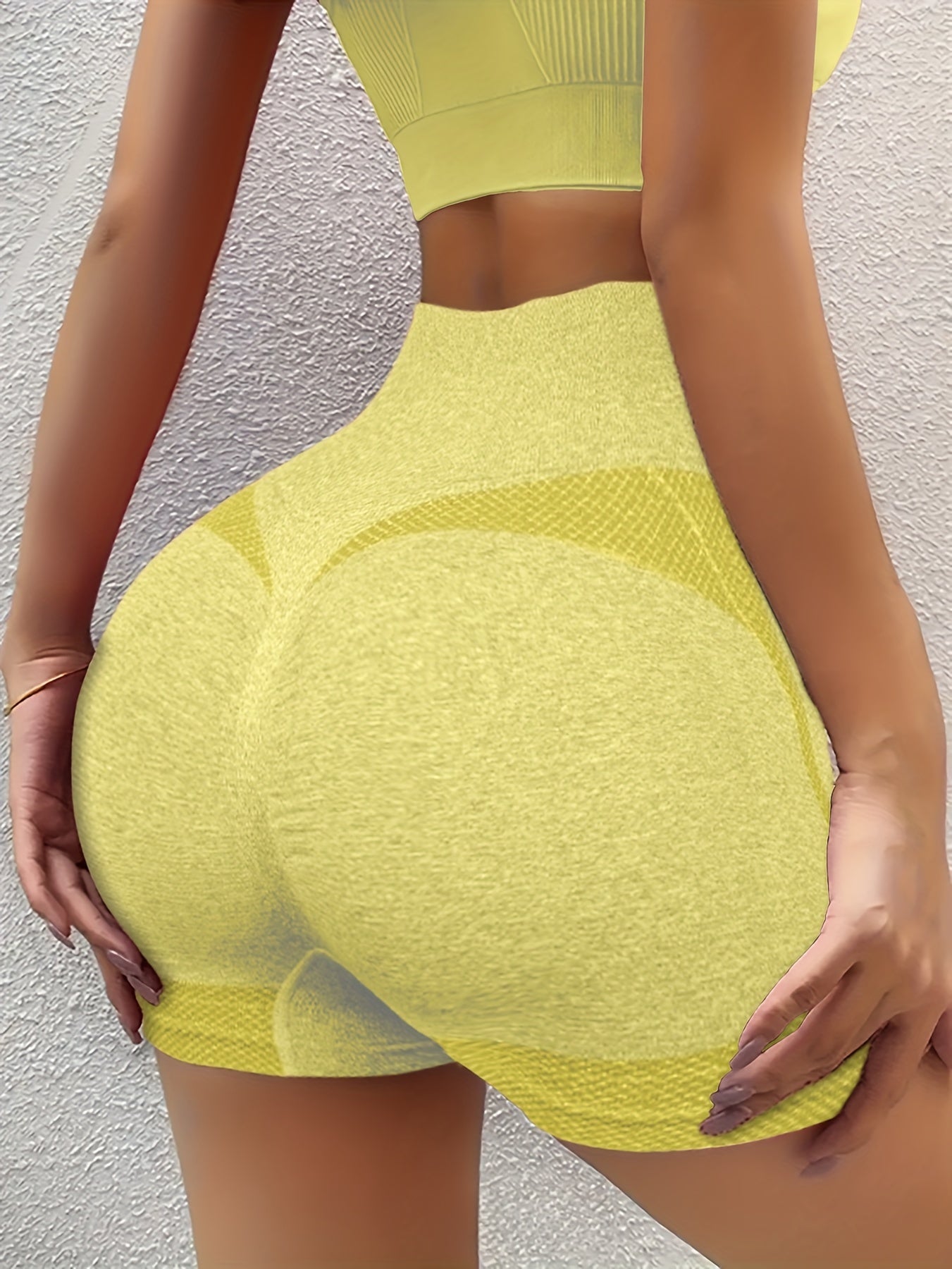 High Waist Yoga Shorts for Women Breathable Abdominal Control Butt Lifting Solid Color