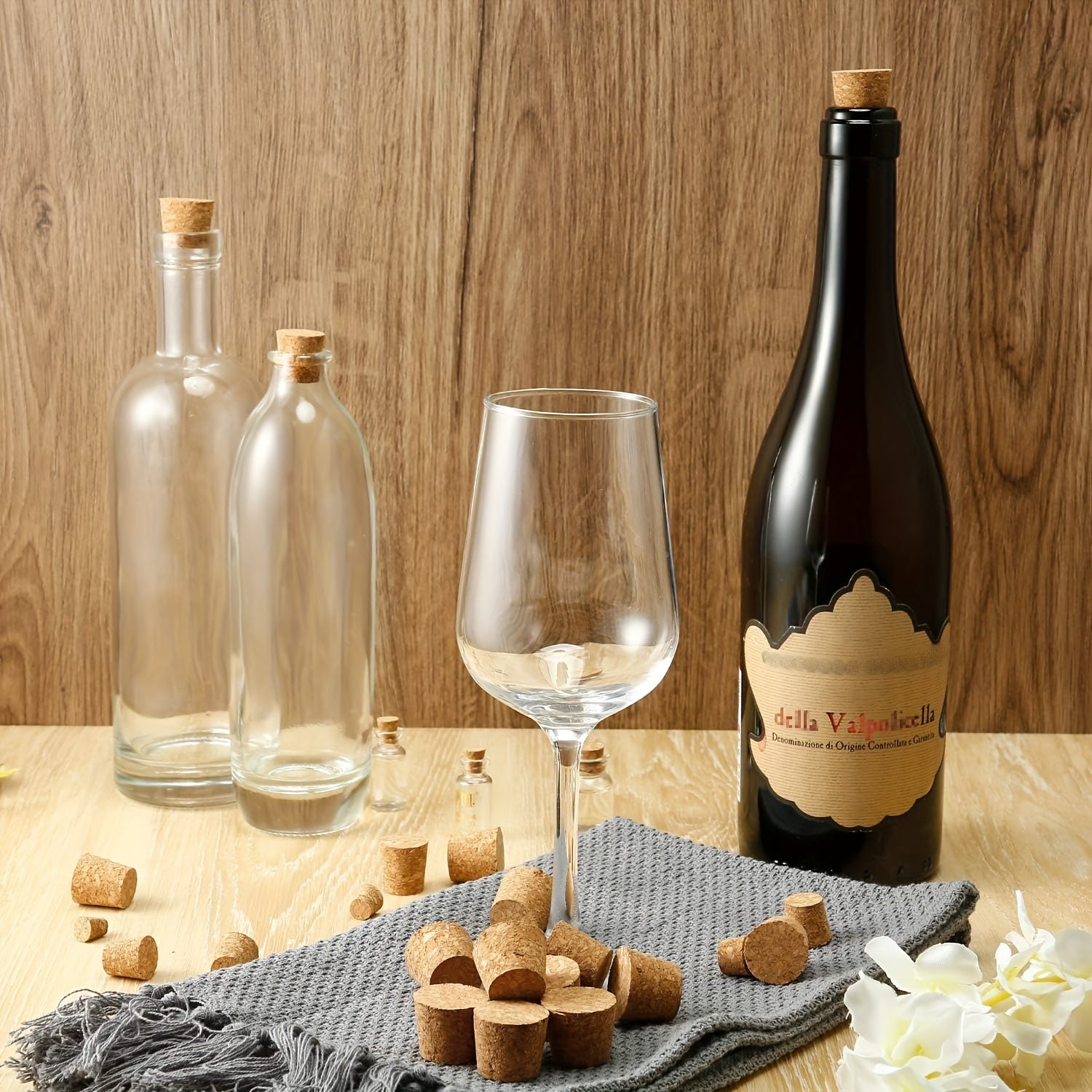 Wooden Tapered Cork Stoppers for Wine and Beer Bottles, Craft Supplies, 20 Pack