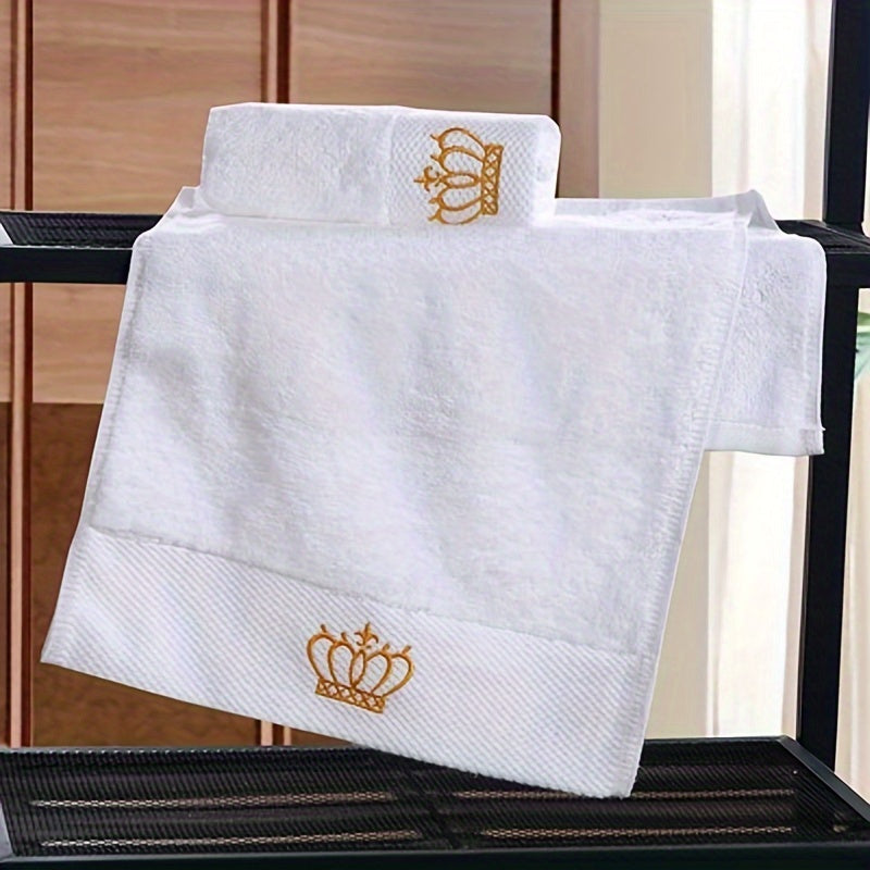 Cotton Hand and Bath Towel Set with Embroidery for Hotels and Salons Absorbent Luxurious Bathroom Accessories