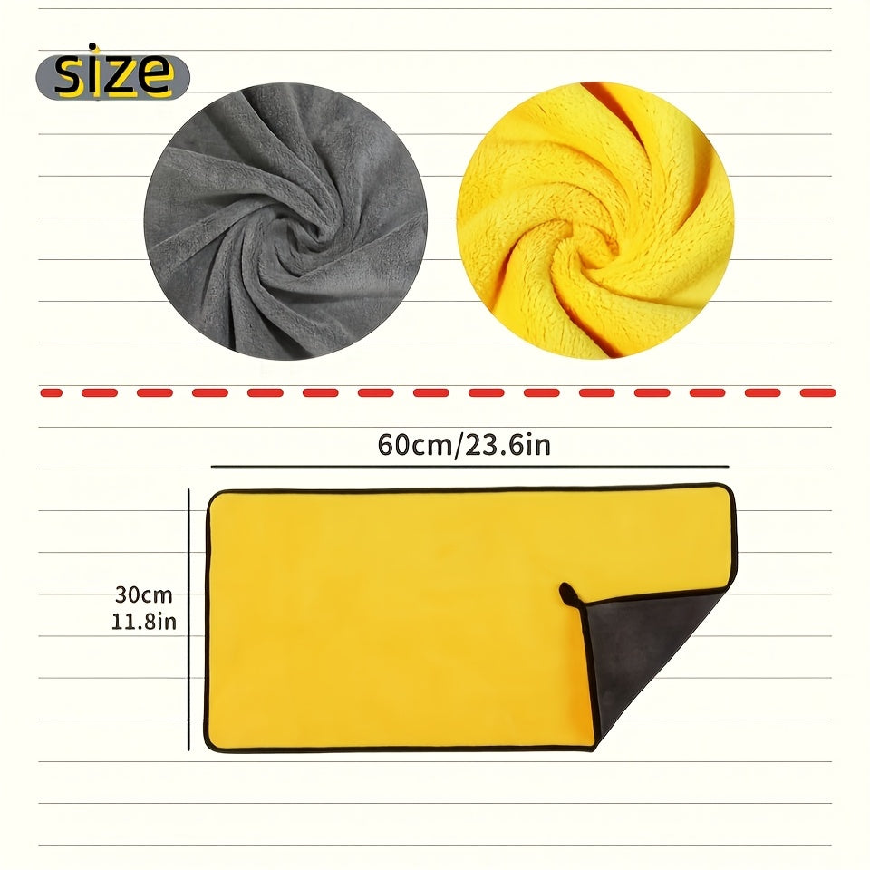 Ultra-absorber avtomobil yuvish sochiq, ikki tomonlama qalin coral fleece, avtomobil shisha tozalash uchun