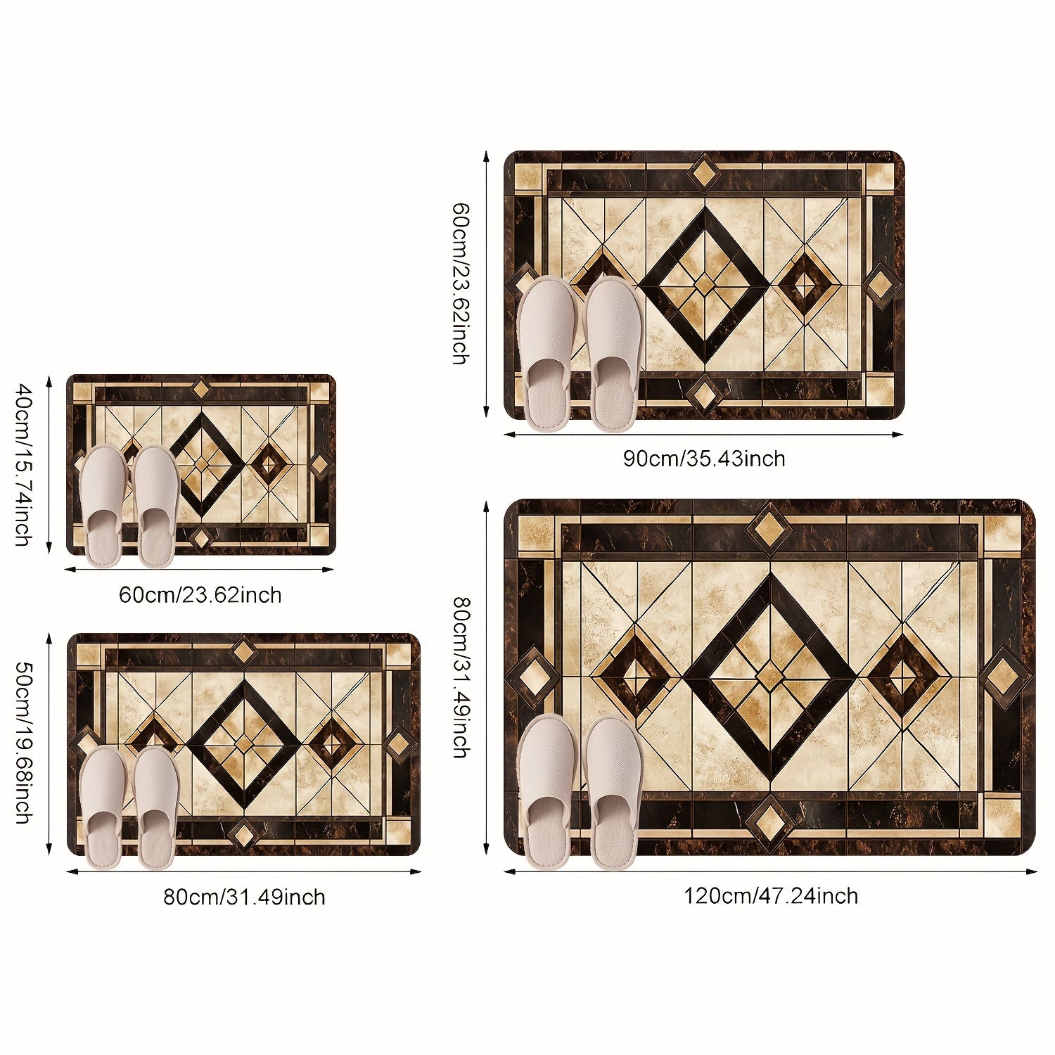 Geometric Pattern Entrance Door Mat Non-Slip Water-Absorbent Dust-Proof