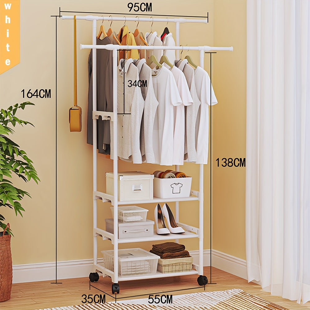 Carbon Steel Mobile Closet Organizer with Casters for Indoor Storage