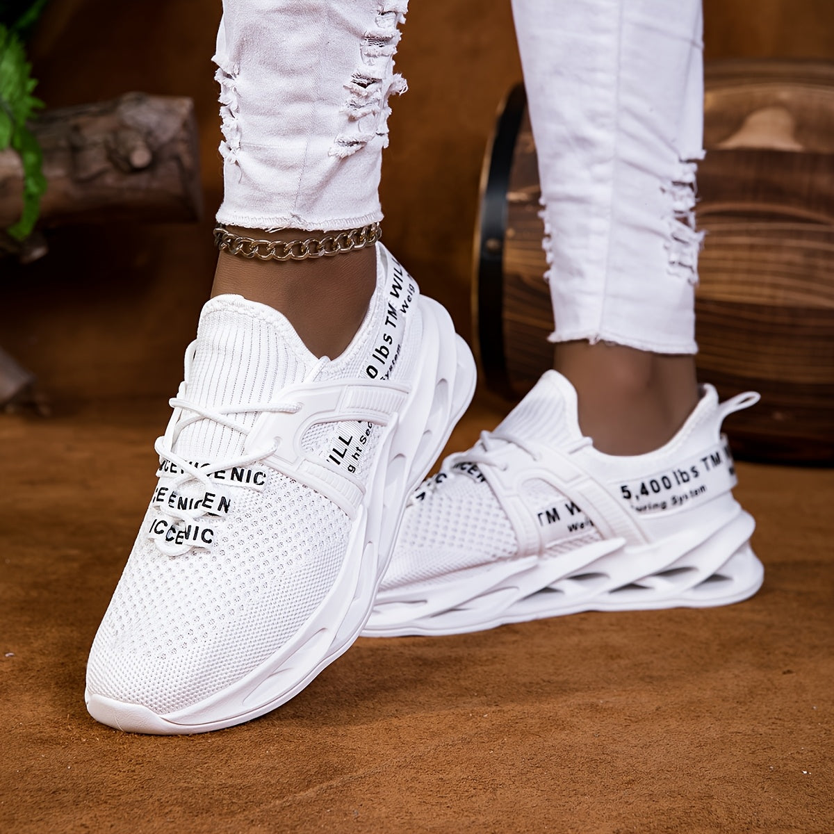 Women's White Mesh Low-Top Sneakers Casual Walking Shoes with Cushioned Sole