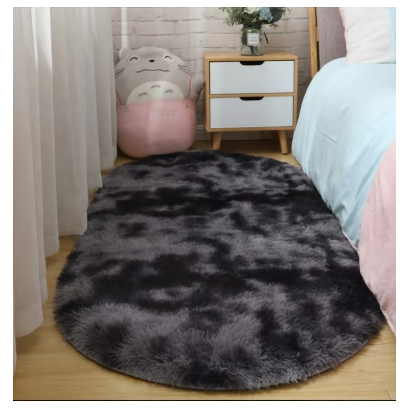 Soft Faux Fur Oval Area Rug Non-Slip Plush Durable Home Decor Large or Small