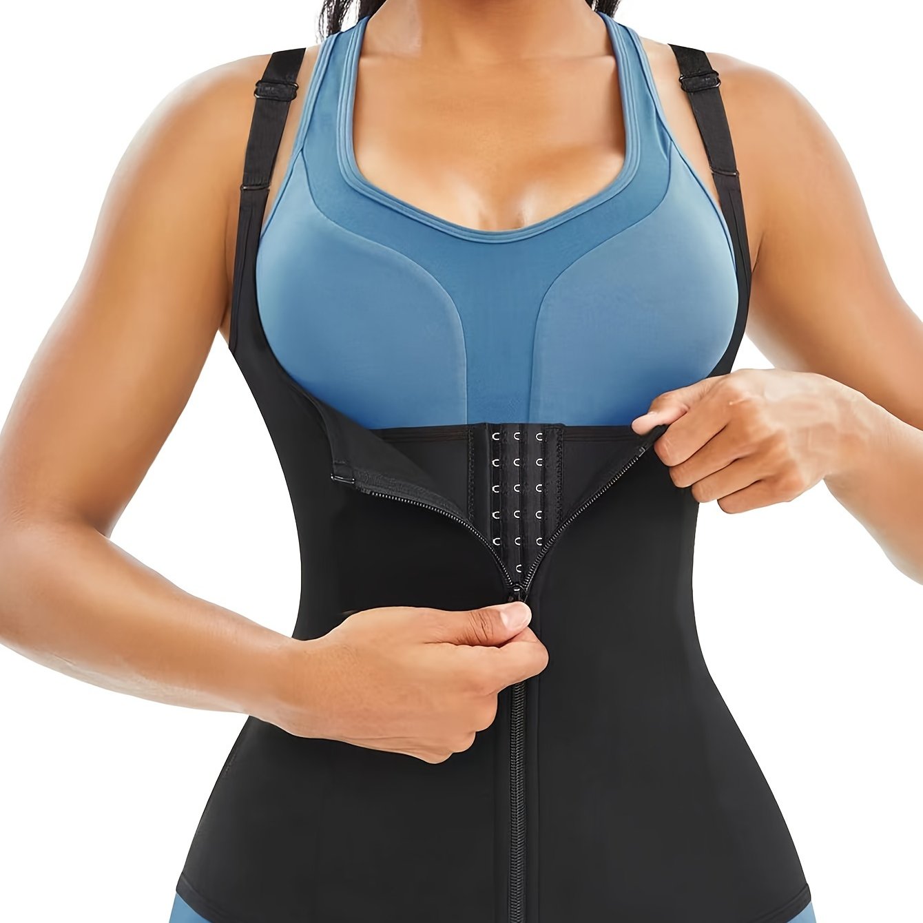 Women's Neoprene Body Shaping Corset Zipper Tank Top Sweat-Wicking Sculpting